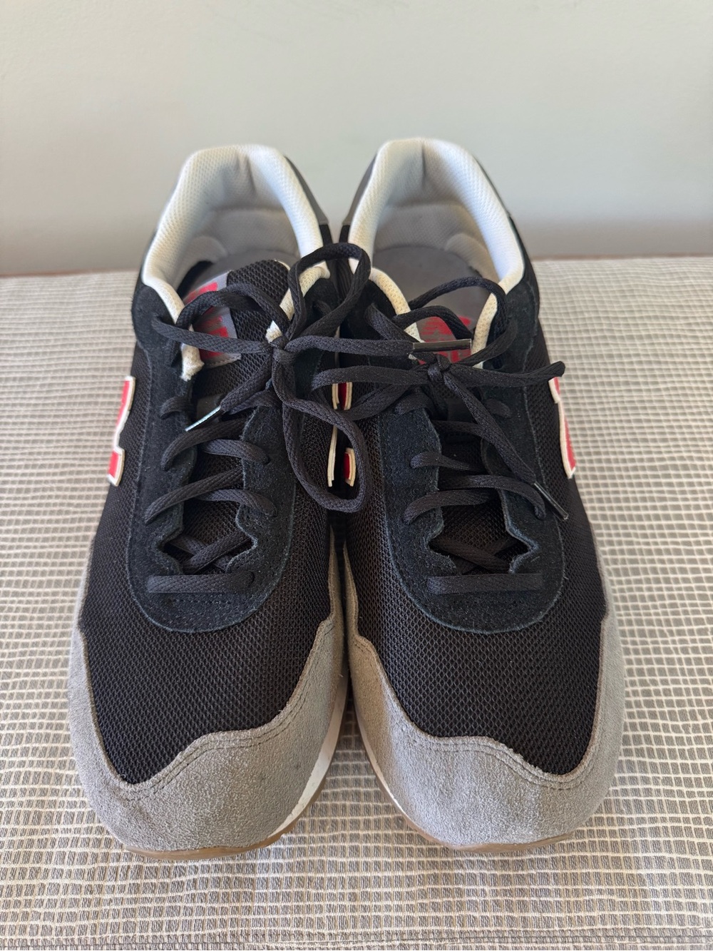 New Balance Black and Gray 515 Men's 11.5 4E Sneakers with Red Accents
